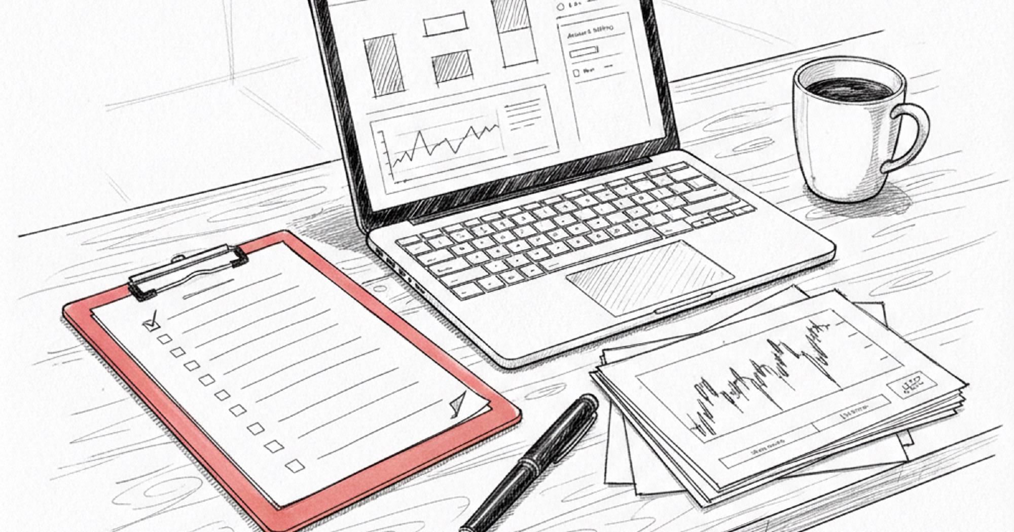 IRA options trading approval application clipboard next to a laptop showing broker account settings