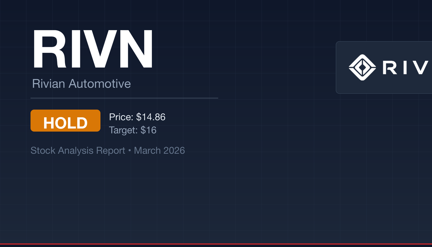 RIVN Rivian Automotive stock analysis report - HOLD at $14.86 with $16 target