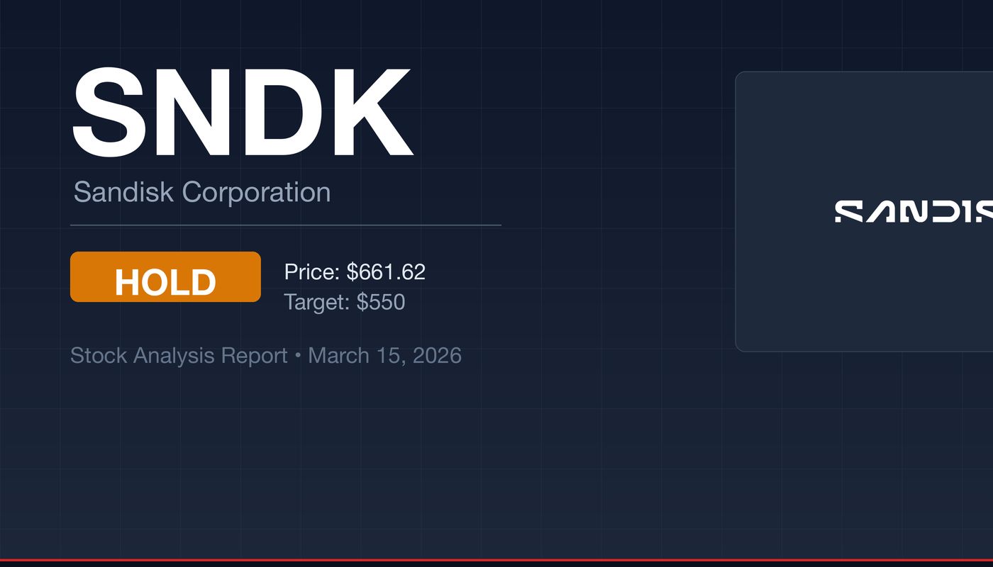SNDK Sandisk stock analysis March 2026 - Hold rating with $550 price target