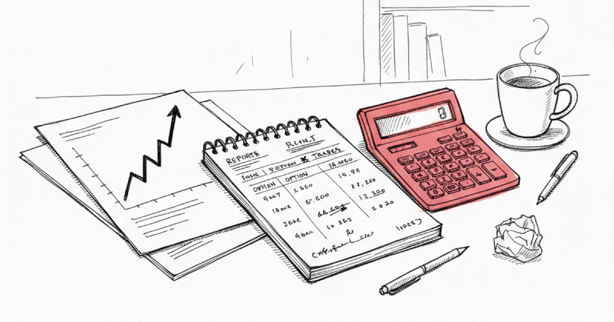 Wheel strategy vs buy and hold comparison showing a printed index fund chart beside a notebook of real options trades